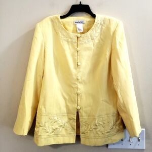 Women's Yellow Embroidered Blazer